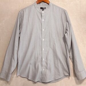 Murano Mens LS Collar Band Button Shirt Sz.Large/Gray/Liquid Luxury/Slim Fit